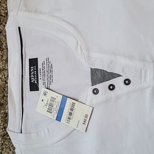 Alfani stretch split crewneck white long-sleeve